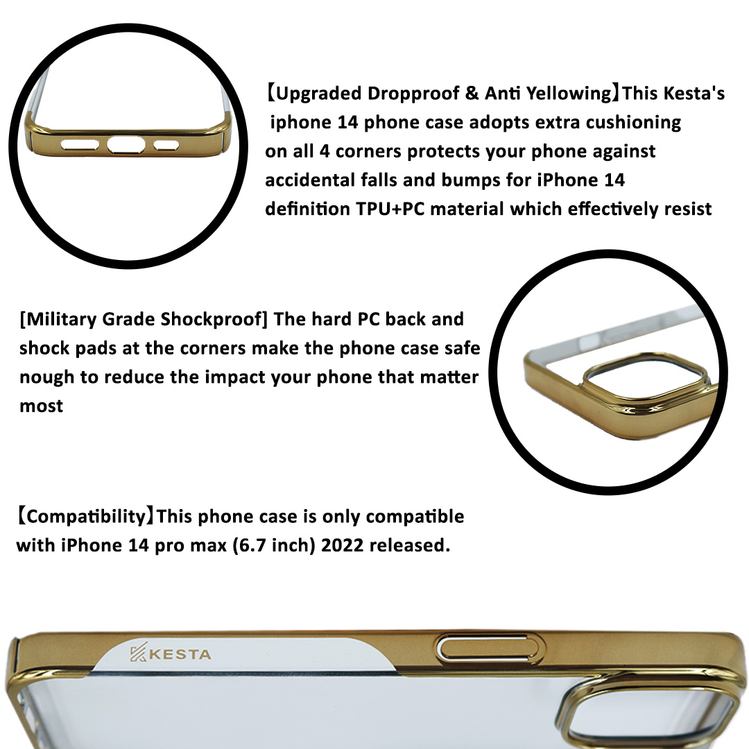 iPhone 14 Cover - Noble Gold Transparent Case (Anti Yellowing Protection)